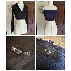 2 ladies tops Zara L/S cropped and o.p.t. tube top with straps SMALL